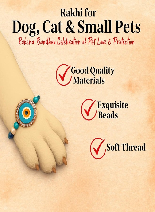 Sage Square Paw Bandhan Evil Eye Rakhi for Dogs, Cats & Small Pets | Celebrate Bonds of Love This Raksha Bandhan | Cute Rakhi with Beads | Gift for Pet Lovers & Furry Companions (Type 9) - Image 4
